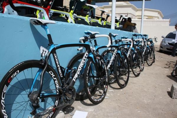The Team Sky Pinarello bikes