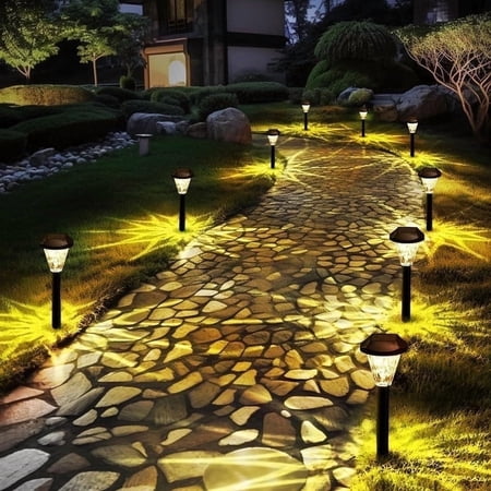 Gigalumi 16 Pack Solar Pathway Lights, Ip65 Waterproof Outdoor Warm White Solar Landscape Lighting