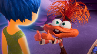 Anxiety speaking to Joy in Inside Out 2