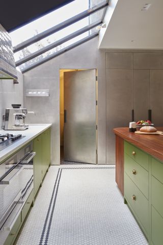 Metallic kitchen with hidden back kitchen