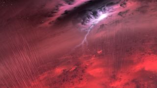 An artist's conception of weather on a brown dwarf.