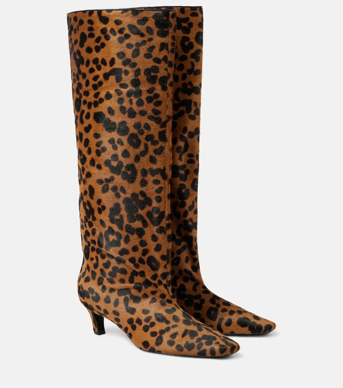 Wide Shaft Calf Hair Knee-High Boots in Brown - Toteme