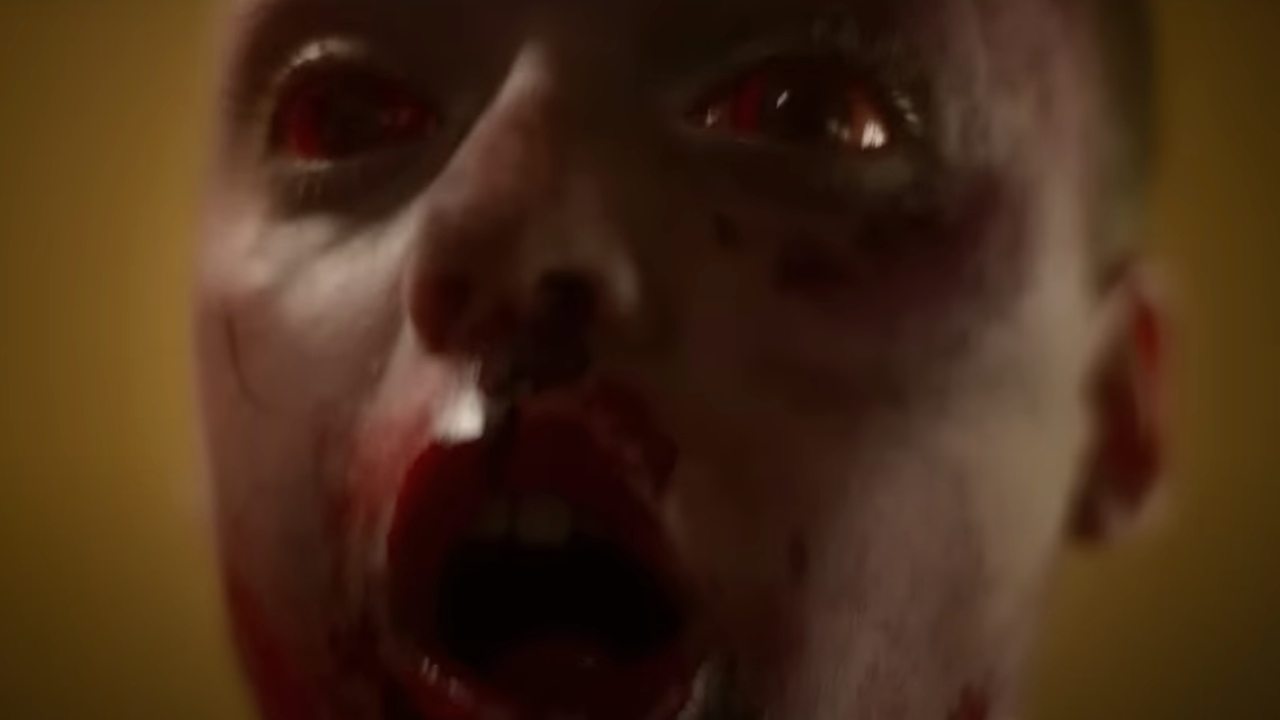 Jonah Wren Phillips as Oliver with bloodshot eyes and a bloody mouth in Bring Her Back