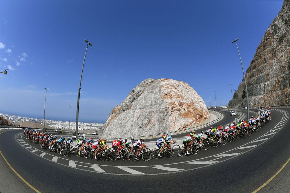 Climbing on stage 2 of the Tour of Oman
