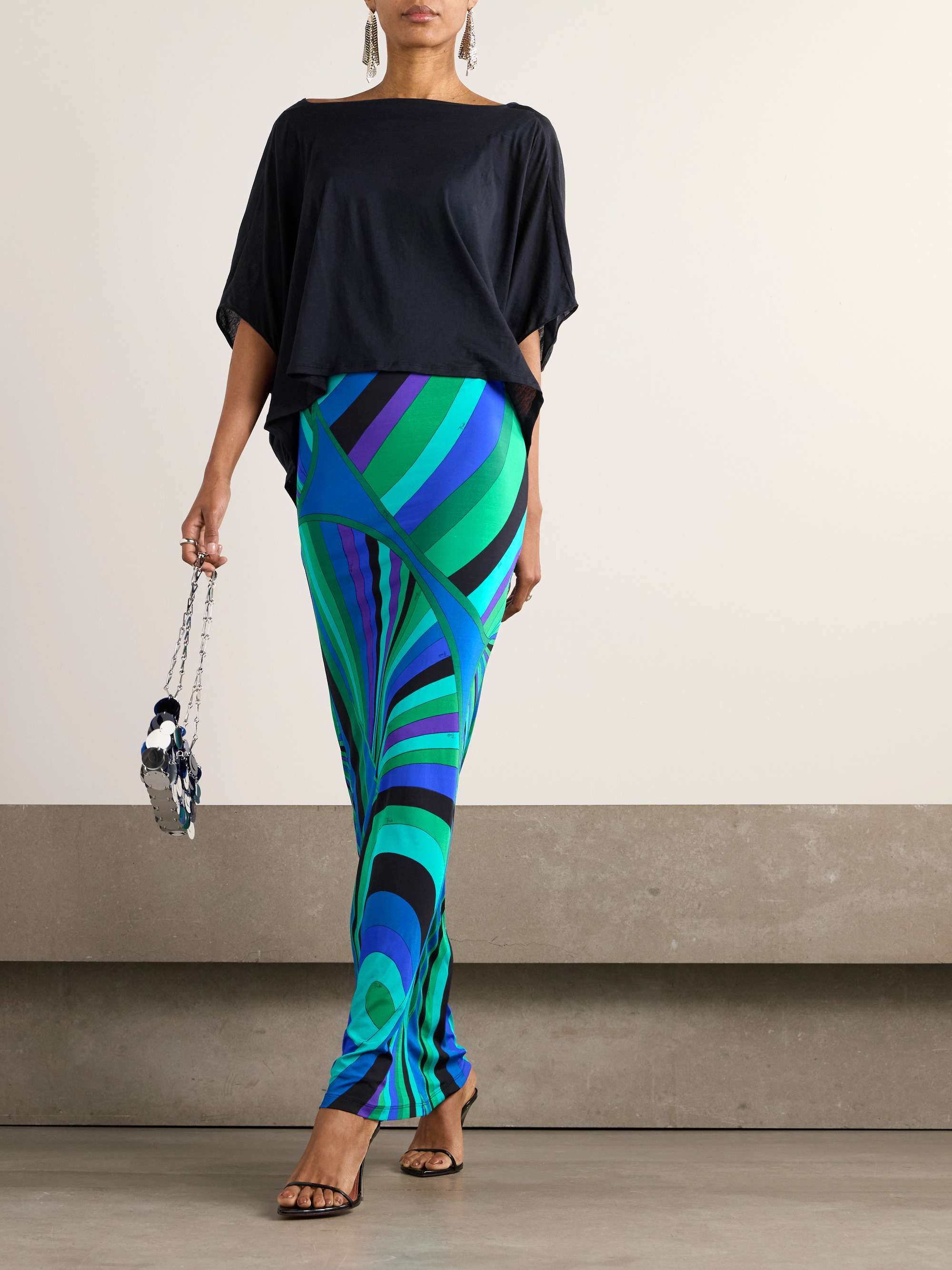Layered Cotton and Silk-Blend and Printed Jersey Maxi Dress