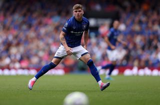 IPSWICH, ENGLAND - AUGUST 31: Leif Davis of Ipswich Town during the Premier League match between Ipswich Town FC and Fulham FC at Portman Road on August 31, 2024 in Ipswich, England. (Photo by Paul Harding/Getty Images)