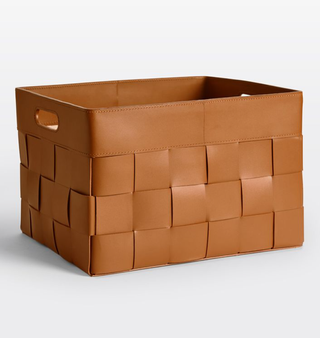 Woven leather clothing storage