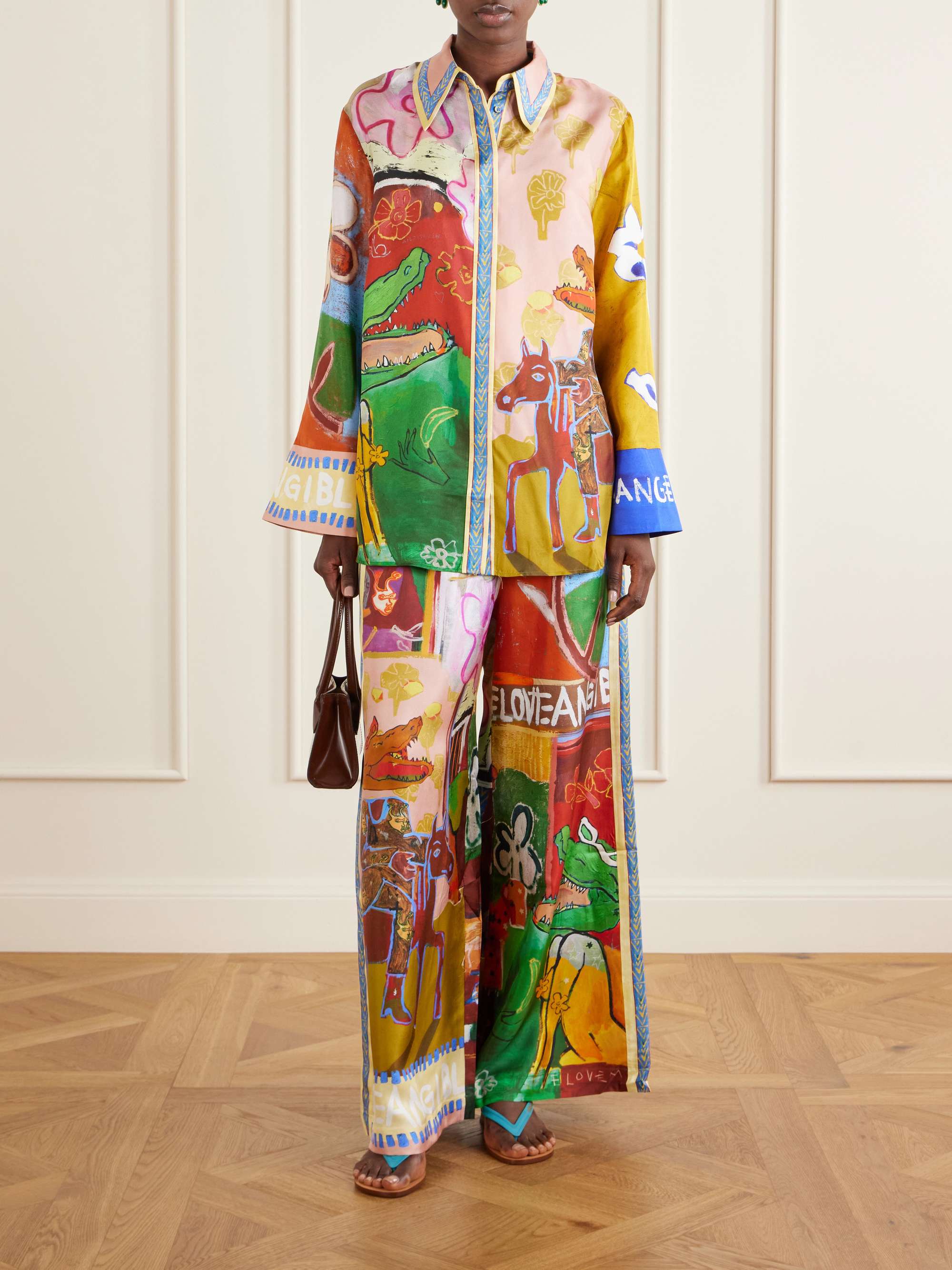 Mlak Printed Silk-Twill Shirt