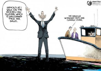 Obama walks on oil