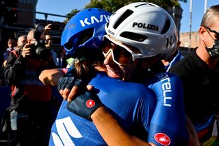 Elisa Balsamo celebrates winning the rainbow jersey at the UCI World Championships