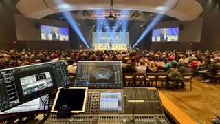 The view from the church’s front-of-house mix position, with the L-Acoustics L-ISA Controller screen seen front and center.