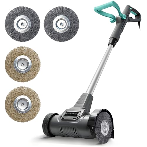 Bluemars 450w Corded Electric Weed Remover Tool &amp;ndash; 4 Brushes, 10m Cable &amp;ndash; Paving, Driveway, Deck &amp;amp; Patio Cleaner &amp;ndash; Lightweight Moss &amp;amp; Weed Sweeper Tool