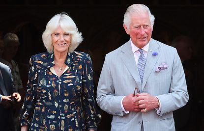 Camilla, Duchess of Cornwall and Prince Charles, Prince of Wales depart Exeter Cathedral on July 19, 2021