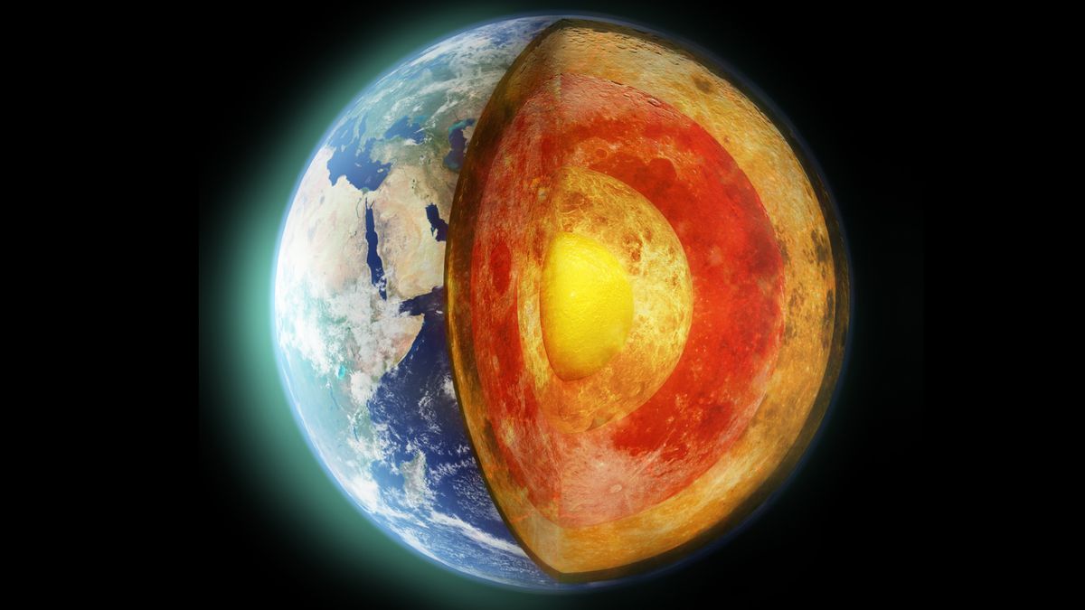 Cross section of the varying layers of the earth.