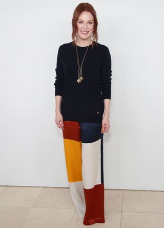 Julianne Moore wearing a colour block outfit