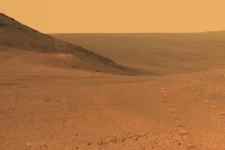 Tracks from NASA's Mars rover Opportunity on the Martian surface