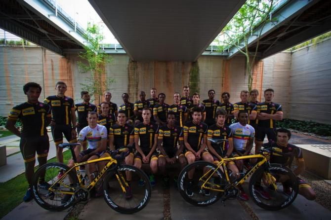 The 2014 MTN Qhubeka team in the new kit