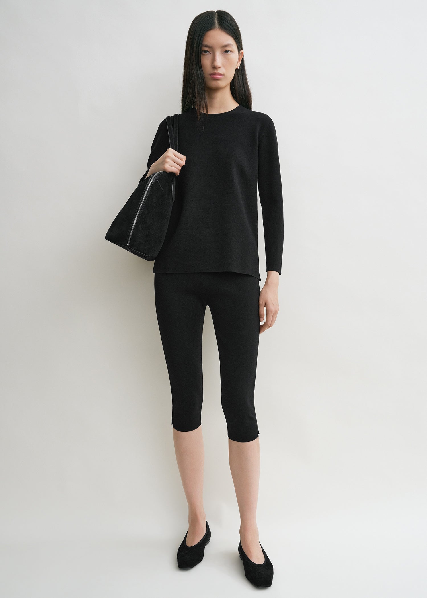 Compact Knit Capri Trousers Black - Xxs