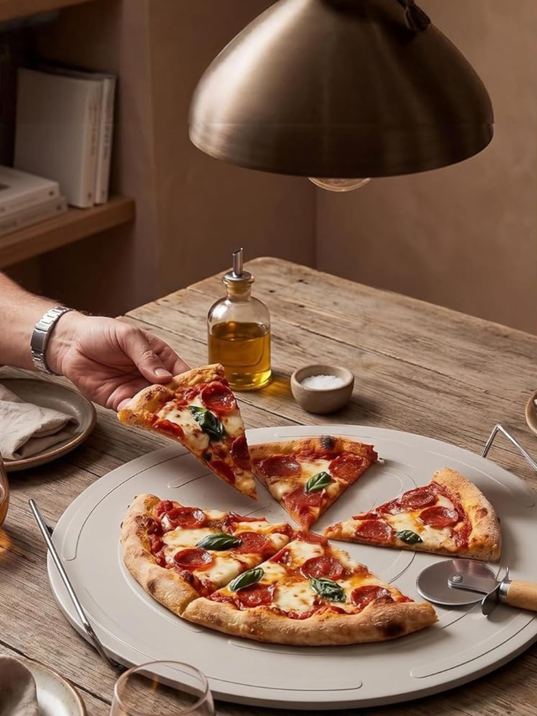 ZENO, Zeno Pizza Stone 33cm | Pizza Stones for Oven | Pizza Stones for Bbq Pizza Oven | Even Heat Distribution | Pizza Cutter Included | Non Stick Pizza Stone With Stainless Steel Handles