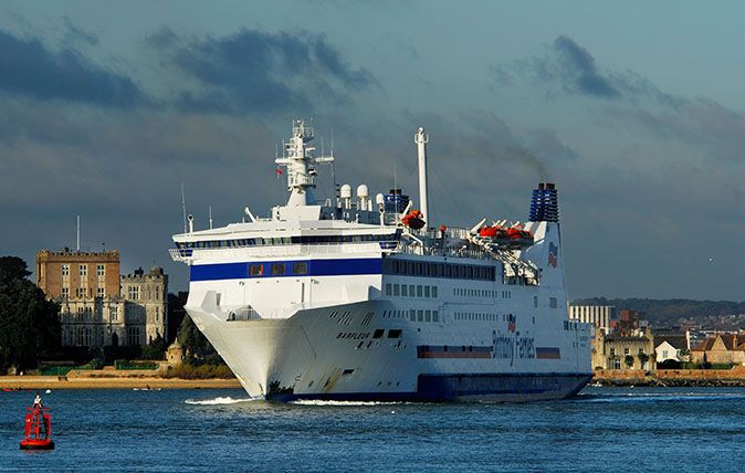 Barfleur ferry departing from Poole. January 2010