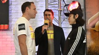 Rob Riggle hosted Netflix&#039;s Chestnut vs. Kobayashi: Unfinished Beef hot dog eating contest between Joey Chestnut and Takeru Kobayashi.