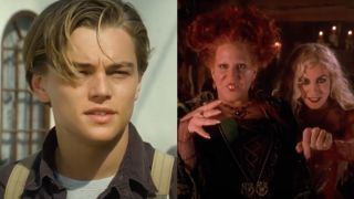 Leonardo DiCaprio in Titanic, Sarah Jessica Parker and Bette Midler in Hocus Pocus (side by side)