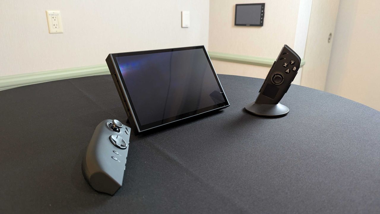 A Lenovo Legion Go (Gen 2) prototype with its controllers detached.