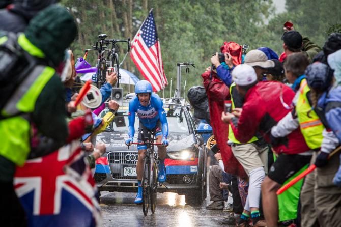 Tom Danielson (Garmin-Sharp) grimes through the pain on his way to second place