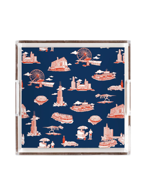 Chicago Toile Lucite Tray