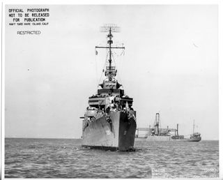 An image of the destroyer U.S.S. Abner Read taken in 1943.