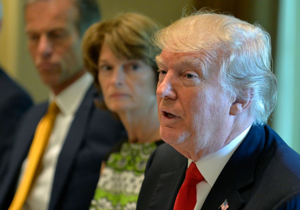 President Trump at a lunch with congressional Republicans to discuss the AHCA.