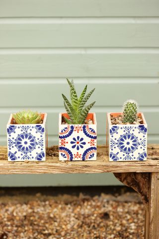 upcycled tile planters