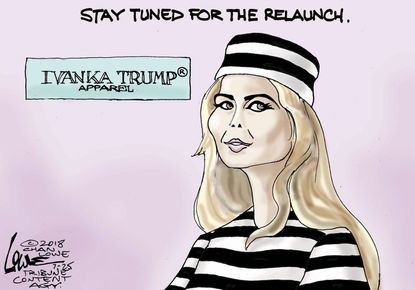 Political cartoon U.S. Ivanka Trump apparel closing relaunch prison