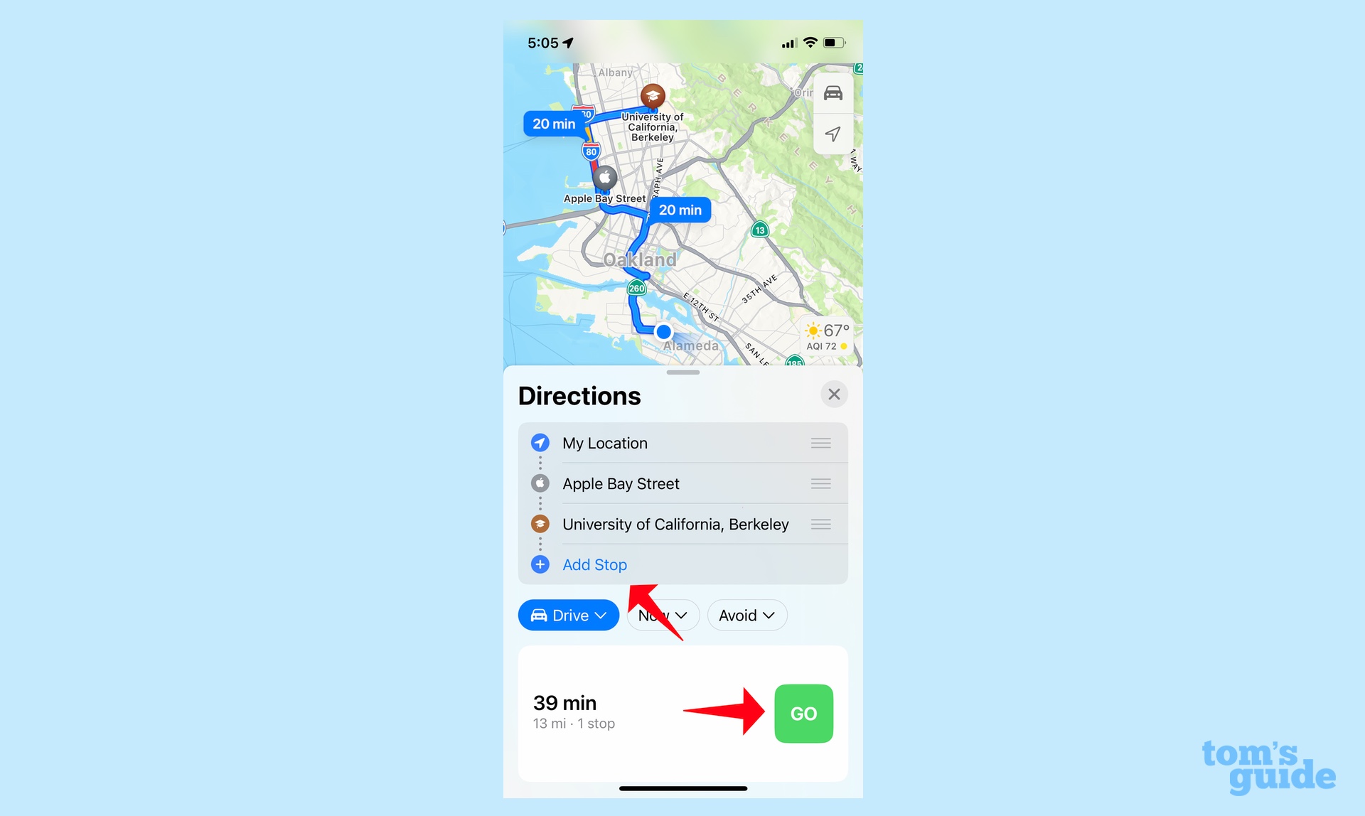 Как составить маршрут с несколькими остановками в Картах iOS 16