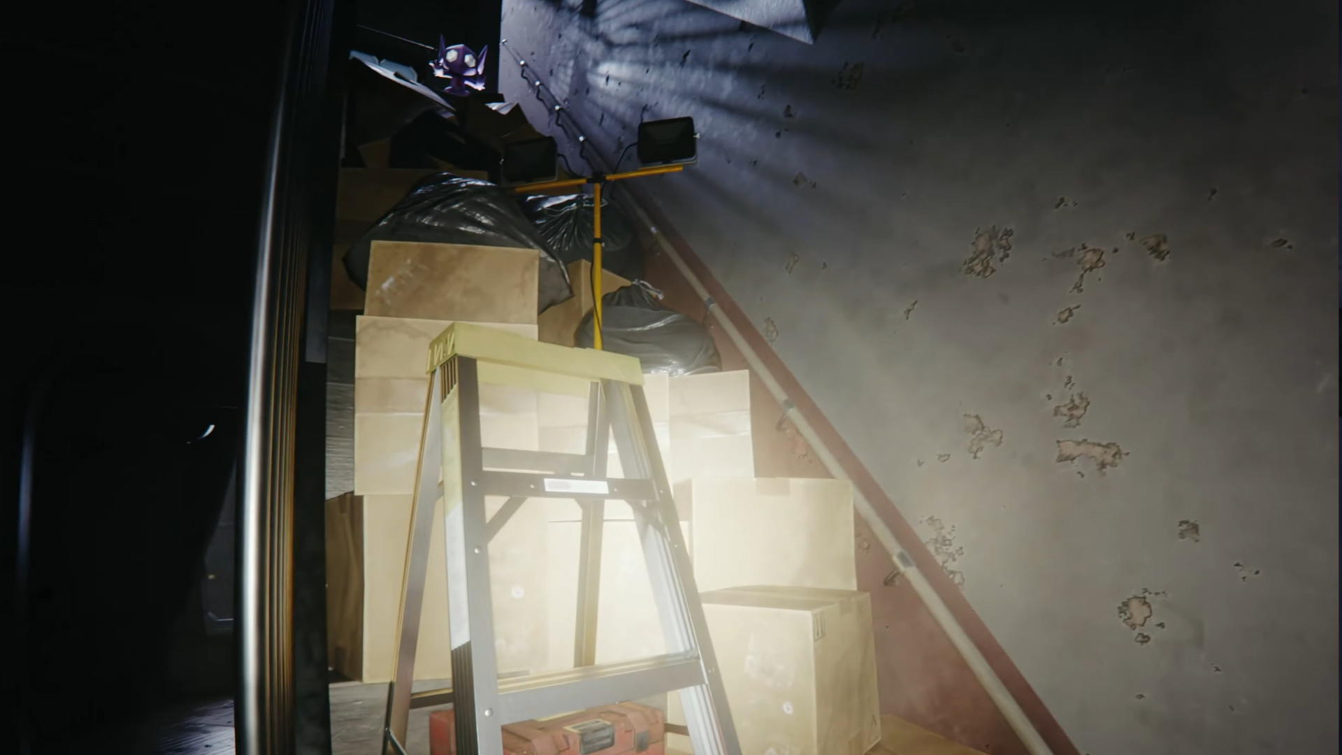 A sableye peers from the stairs in the Pokemon Legends: Z-A Mega Victreebel reveal trailer