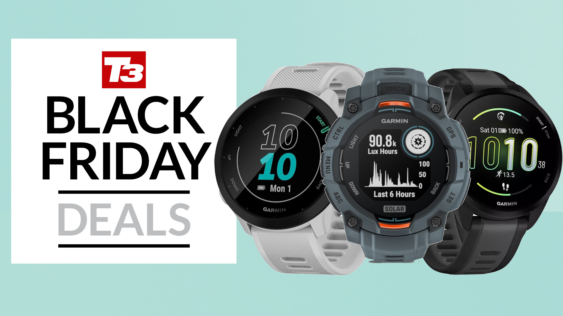 Garmin Black Friday deals, featuring Forerunner 55, 165 and Instinct 3