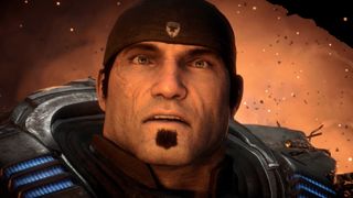 Marcus Fenix looks on in horror in Gears of War: Reloaded