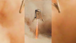 SpaceX's Starhopper prototype comes down for a landing during its fourth and final test hop, on Aug. 27, 2019