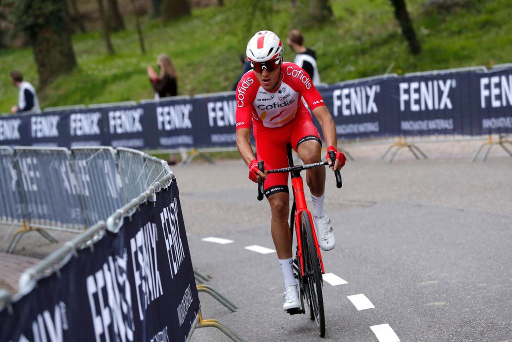 BERG NETHERLANDS APRIL 18 Anthony Perez of France and Team Cofidis during the 55th Amstel Gold Race 2021 Mens Elite a 2167km race from Valkenburg to Berg en Terblijt Amstelgoldrace amstelgoldrace on April 18 2021 in Berg Netherlands Photo by Bas CzerwinskiGetty Images