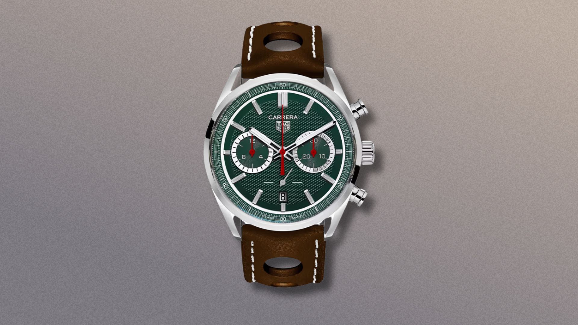 TAG Heuer Carrera Chronograph x Festival of Speed watch on a grey background