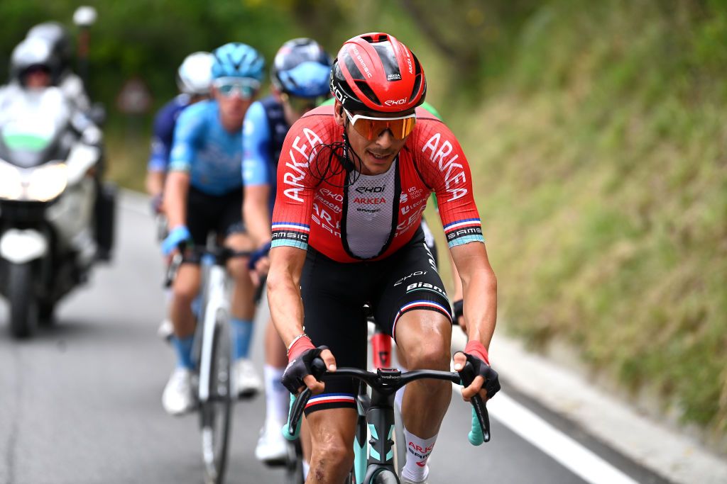 FOSSOMBRONE ITALY MAY 13 Warren Barguil of France and Team Arka Samsic competes in the chase group during the 106th Giro dItalia 2023 Stage 8 a 207km stage from Terni to Fossombrone UCIWT on May 13 2023 in Fossombrone Italy Photo by Tim de WaeleGetty Images