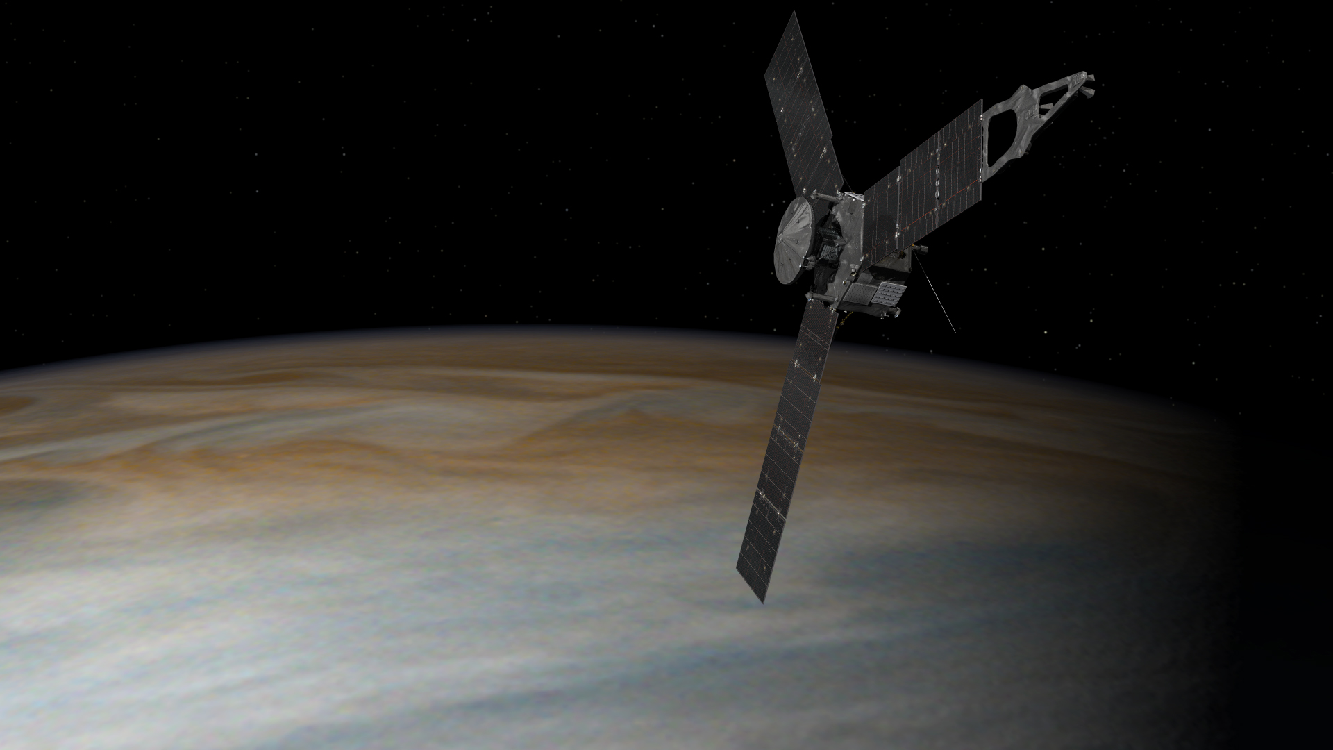 Juno Orbiting Jupiter: Artist&#039;s Illustration