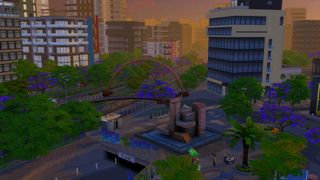 The Sims 4 Lovestruck screenshot showing a wide panorama of Ciudad Enamorada, the new expansion pack's Mexico City-themed world