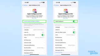 Screenshots showing joining Apple Intelligence in iOS 18.1 beta