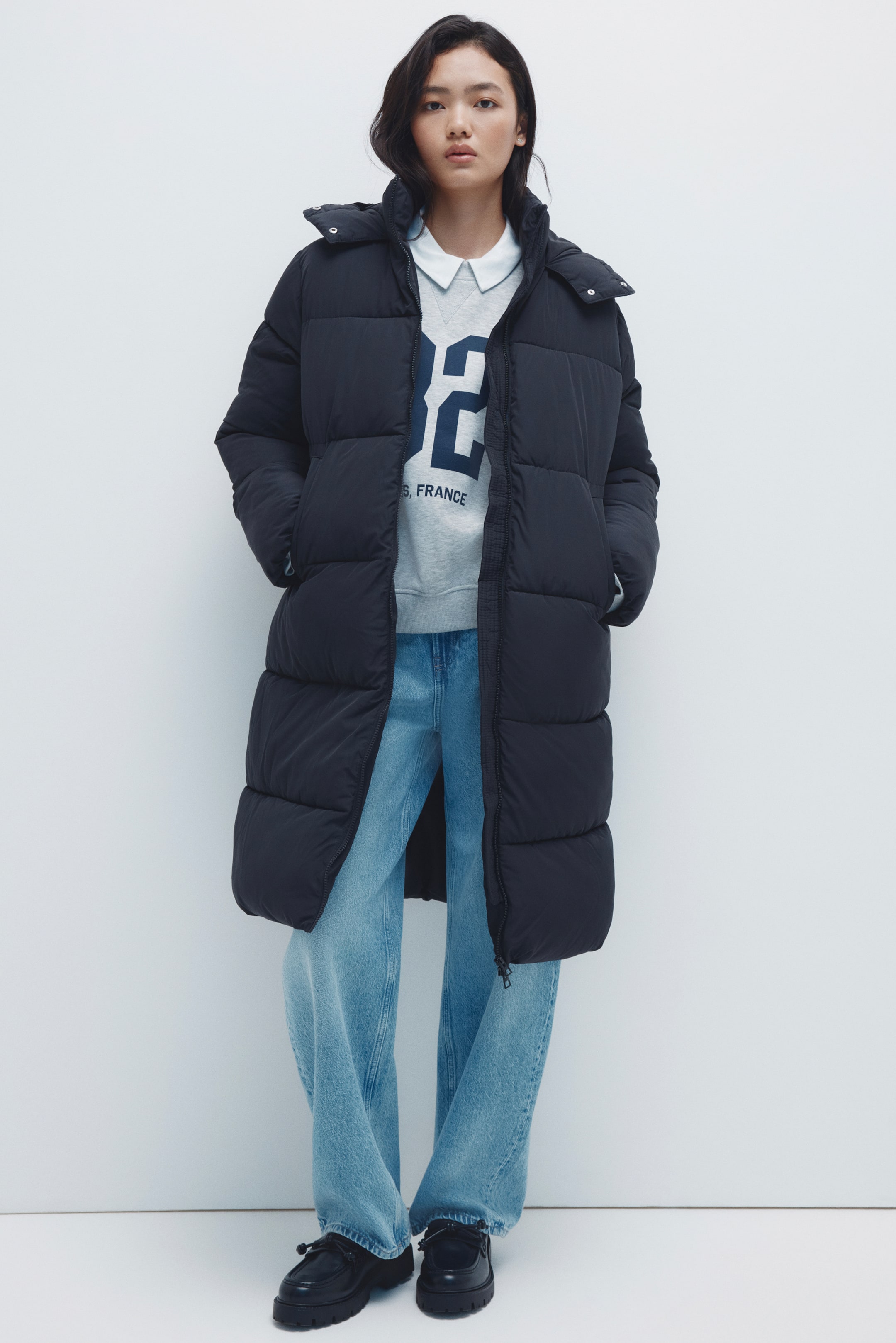 Long Puffer Jacket - Black