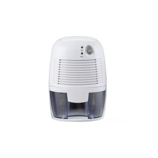 The small Challenge dehumidifier with white body and grey water tank
