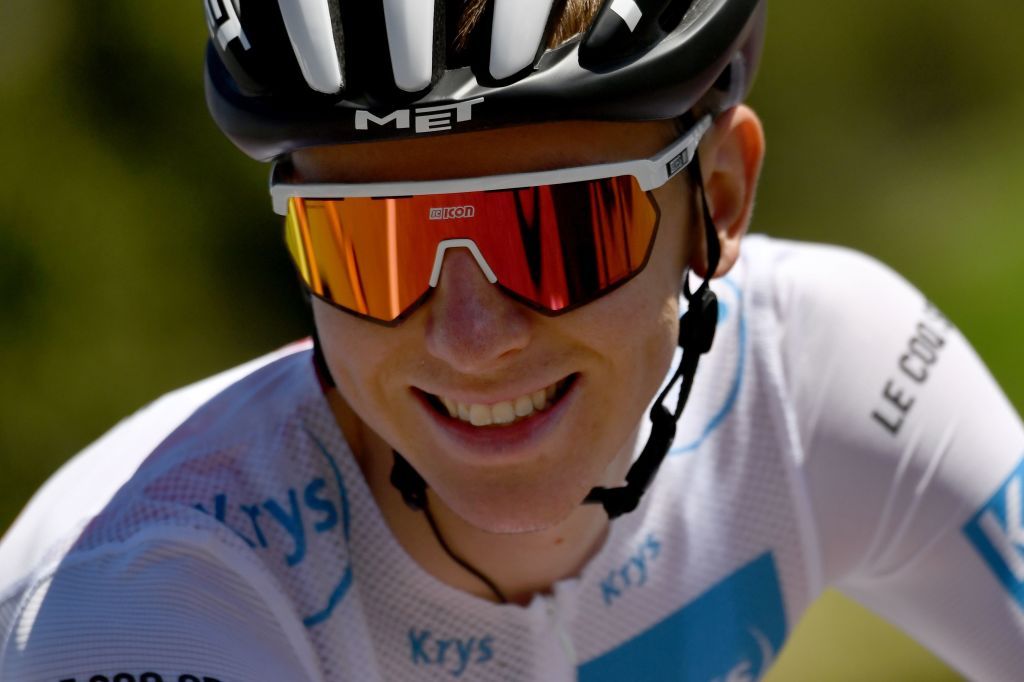 Team UAE Emirates rider Slovenias Tadej Pogacar wearing the best youngs white jersey rides during the 5th stage of the 107th edition of the Tour de France cycling race 185 km between Gap and Privas on September 2 2020 Photo by Marco Bertorello AFP Photo by MARCO BERTORELLOAFP via Getty Images