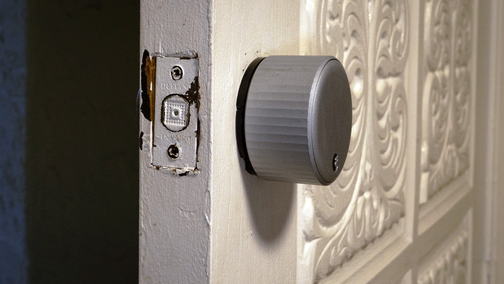 Smart lock installed on door
