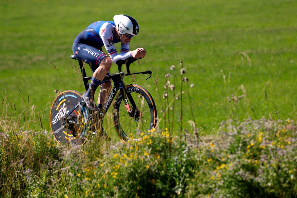 WIERCH RUSINSKI POLAND AUGUST 04 Rmi Cavagna of France and Team QuickStep Alpha Vinyl sprints during the 79th Tour de Pologne 2022 Stage 6 a 118km individual time trial Szaflary to Wierch Rusinski ITT TdP22 WorldTour on August 04 2022 in Wierch Rusinski Poland Photo by Bas CzerwinskiGetty Images