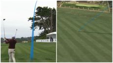 Images of Rory McIlroy's tee shot at Pebble Beach